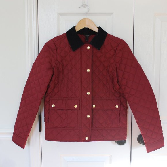J.Crew Maroon Barbour-Style Quilted Down Tack Jacket - Picture 1 of 6
